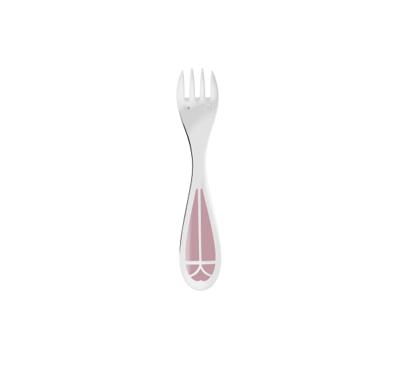 Silver-Plated Baby Spoon & Fork Set Talisman - Rose Quartz